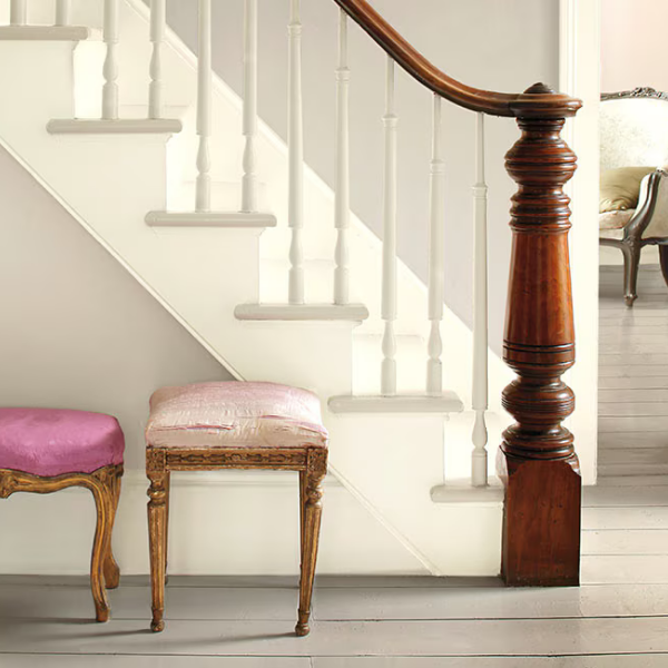 A modern stairway painted using Benjamin Moore Affinity Color Collection paints